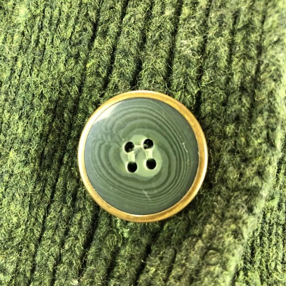 Vintage Fossil Women Sz M Wool Blend Bulky Long Sleeve Large Button Green Collar - Picture 9 of 12